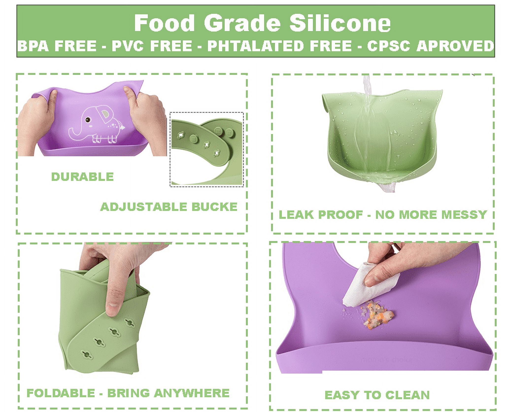 SnD Plus Silicone Baby Feeding Set – 8 PCS Toddler Self-Feeding Set with Suction Plate, Placemat, Adjustable Bib, Sippy Cup, Straw, Two Spoon, Fork – Vanilla Elephant