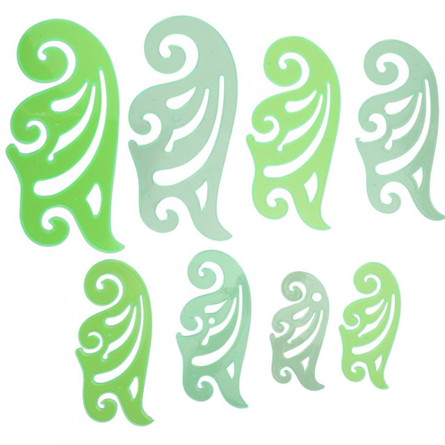 Plantilla de dibujo curvada, regla de plástico multifuncional en forma de nube, suministros de diseños de cómic, 8 Uds.