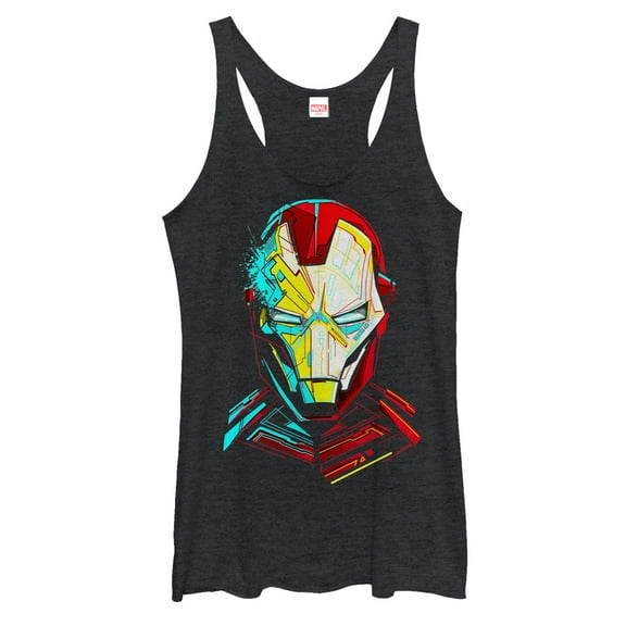 Women's Marvel Iron Man Sketch Racerback Tank Top Black Heather X Large