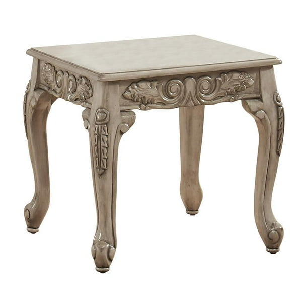 Furniture of America Alisa Cabriole Leg Wood End Table in Antique White