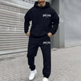 thumbnail image 2 of Men's Casual Hoodie and Jogger Set, Letter Print Sweatsuit for Everyday Wear, Spring Fall Winter Track Suit, 2-Piece Athletic Gym Activewear Lounge Set, 2 of 3