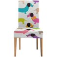 thumbnail image 2 of RYLABLUE Housse de Chaise Extensible Rétro Teckel Chiot Protecteur de Siège pour Salle à Manger Hôtel Mariage Lot de 6, 2 of 5