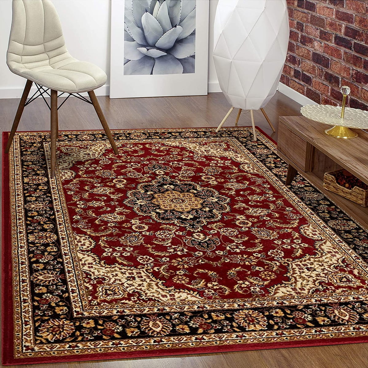 Traditional Persian Oriental Medallion Pink colour  Easy care  Rugs NOW 20% OFF 