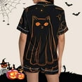 thumbnail image 4 of LIOJIN Halloween Pajamas Women,Women's Graphic Printed Satin Short Sleeve Button Pajama Set, 4 of 6