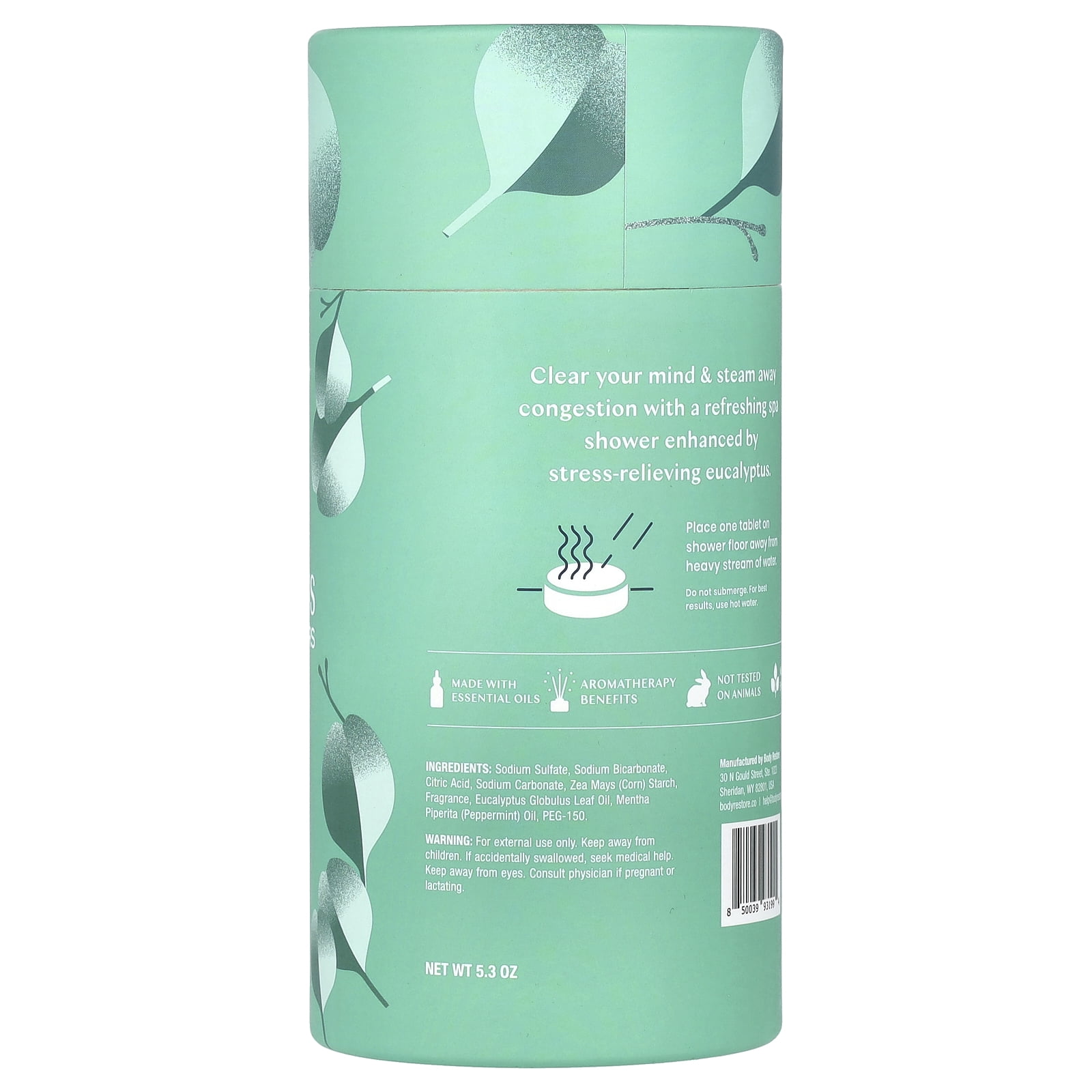 Body Restore Shower Steamers Aromatherapy 6 Count – Eucalyptus Mint, Long Lasting, Individually Wrapped, Spa Stress Relief Self Care Gift for Women and Men