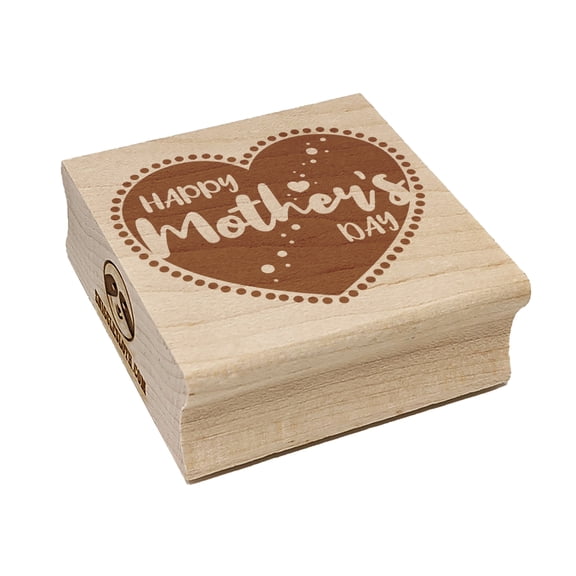 Happy Mother's Day Heart Square Rubber Stamp Stamping Scrapbooking Crafting - Small 1.25in