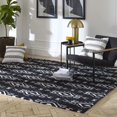 thumbnail image 5 of FH Home Hand Hooked Area Rug - Stain Resistant, Plush/Soft Underfoot, Wool-Like Texture - Premium Recycled Polyester Yarn - Ikat - Bedroom, Living/Dining Room - Surah - Black - 5 x 8 ft, 5 of 8