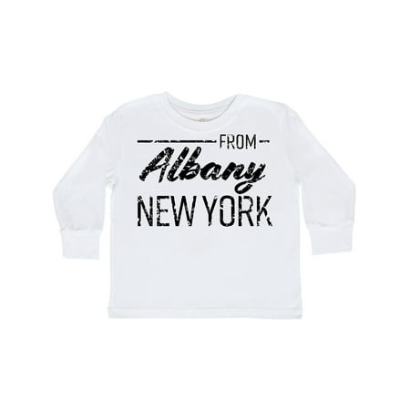 

Inktastic From Albany New York in Black Distressed Text Gift Toddler Boy or Toddler Girl Long Sleeve T-Shirt