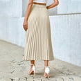 thumbnail image 4 of Women's Solid Color High Waisted A Line Maxi Pleated Skirts Office Work Elegant Basic Long Skirts, 4 of 6