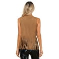 thumbnail image 2 of Sholeno Women's Fringe Vest Sleeveless 70s Hippie Faux Suede Rivets Tassel Jacket Cardigan Tops Brown S, 2 of 6