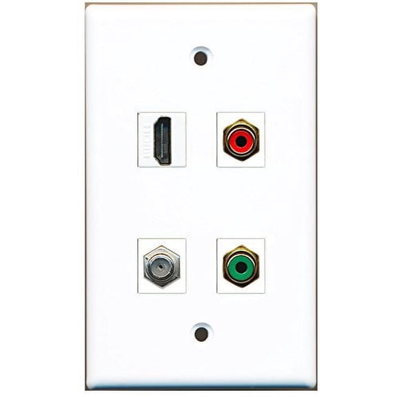 RiteAV - 1 Port HDMI 1 Port RCA Red 1 Port RCA Green 1 Port Coax Cable TV- F-Type Wall Plate