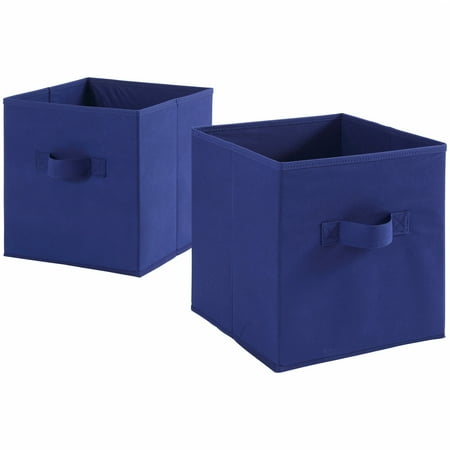 Mainstays Fabric Cube Storage Bins (10.5" x 10.5"), Set of 2, Multiple Colors