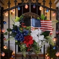 thumbnail image 5 of Handcrafted Premium Patriotic Wreath, for Front Door Display, 4th Of July Holiday Decor, Featuring Classic American Flag Elements, Vibrant Red White Blue Artificial Floral Blooms, 18*18in, Multicolor, 5 of 5
