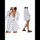 thumbnail image 3 of Conjuntos de Dos Piezas A Rayas para Mujer: Camisas Abotonadas y Pantalones Cortos, Conjuntos de Estar por Casa A Juego. Azul Oscuro M, 3 of 6