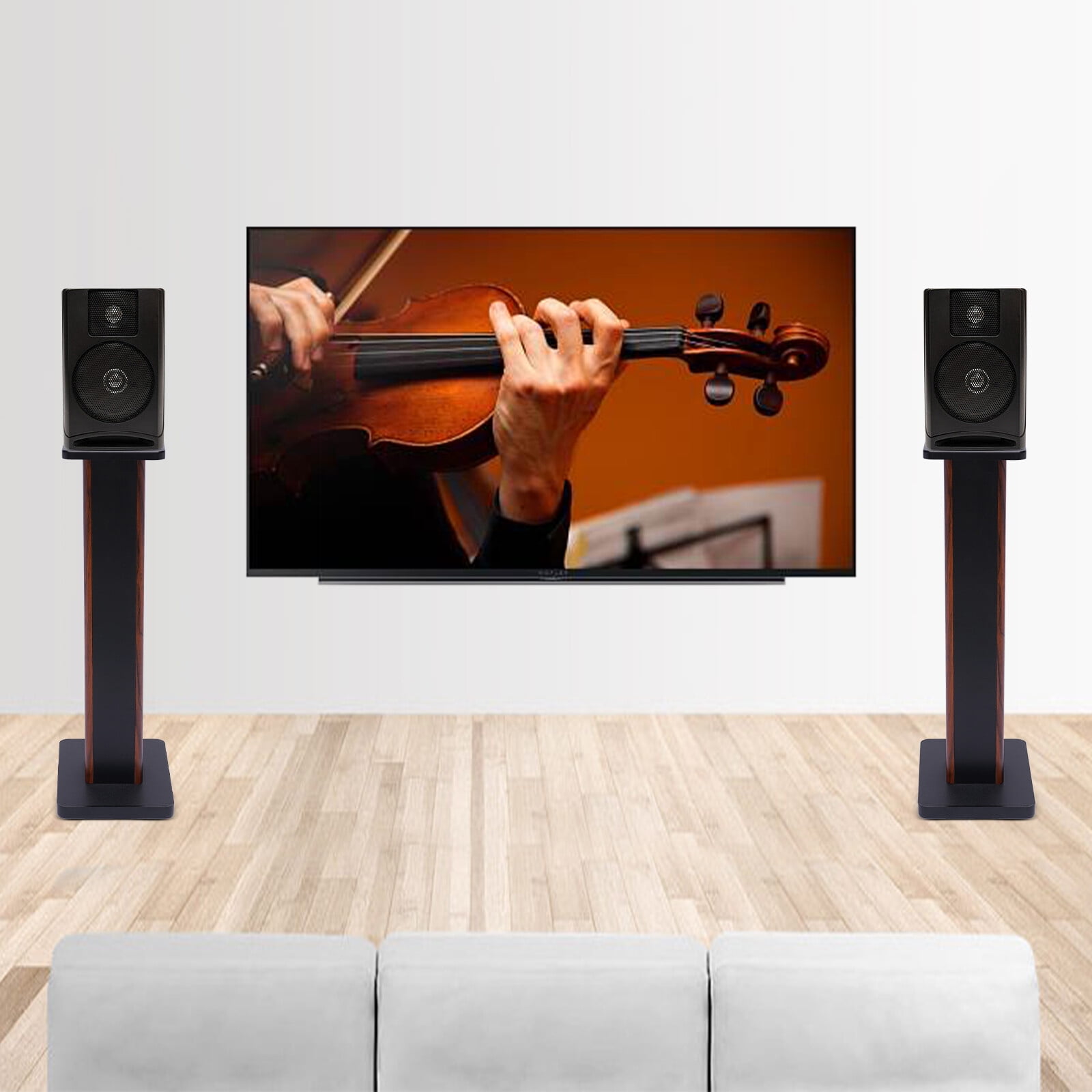 28" Inch Bookshelf Speaker Stands Load Capacity 33.07lbs Material MDF, PVC for Home, Bistro, Library, Exhibitions