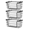 thumbnail image 2 of Stackable Metal Wire Storage Basket Set of 3 Black for Pantry Kitchen Bathroom Countertop, 2 of 10