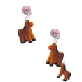 thumbnail image 2 of Delight Jewelry Resin Brown Pony Pink Crystal Clip on Earrings, 2 of 5