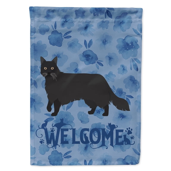 Black Chantilly Tiffany Cat Welcome Flag Canvas House Size