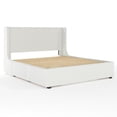 thumbnail image 2 of Martha Stewart King Upholstered Platform Bed with Wingback Headboard and 4 Side Storage Drawers, Wood Slat Foundation, No Box Spring Needed, Off-White, 2 of 20