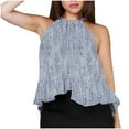 thumbnail image 2 of Ichuanyi Halter Flowy Tops for Women Summer Striped Sleeveless Shirts Blouse Casual Tank Tops Ruffle Hem Tops for Juniors, 2 of 6