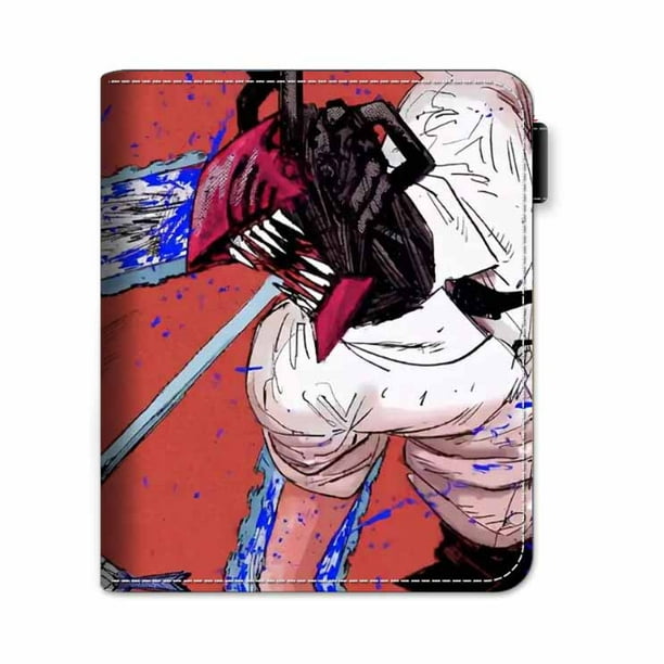 Cartera plegable delgada con personajes de anime, Chainsaw, para hombre