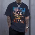 thumbnail image 6 of Mens Vacation T Shirts Sun Beach Waves Island Crewneck Short Sleeve Beach T-Shirt Casual Tops for Vacation, 6 of 9