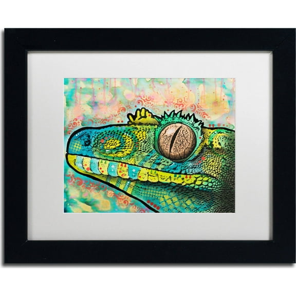 Trademark Fine Art "Gecko" Canvas Art by Dean Russo, White Matte, Black Frame