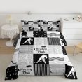 thumbnail image 2 of Homewish Cartoon Ice Hockey Full Size Comforter Sets for Teens, Sports Lover Bedding Comforter Set, Grey Buffalo Plaid Reversible Bedding Sets, Microfiber Bedroom Decor, 3 Pieces, 2 of 8