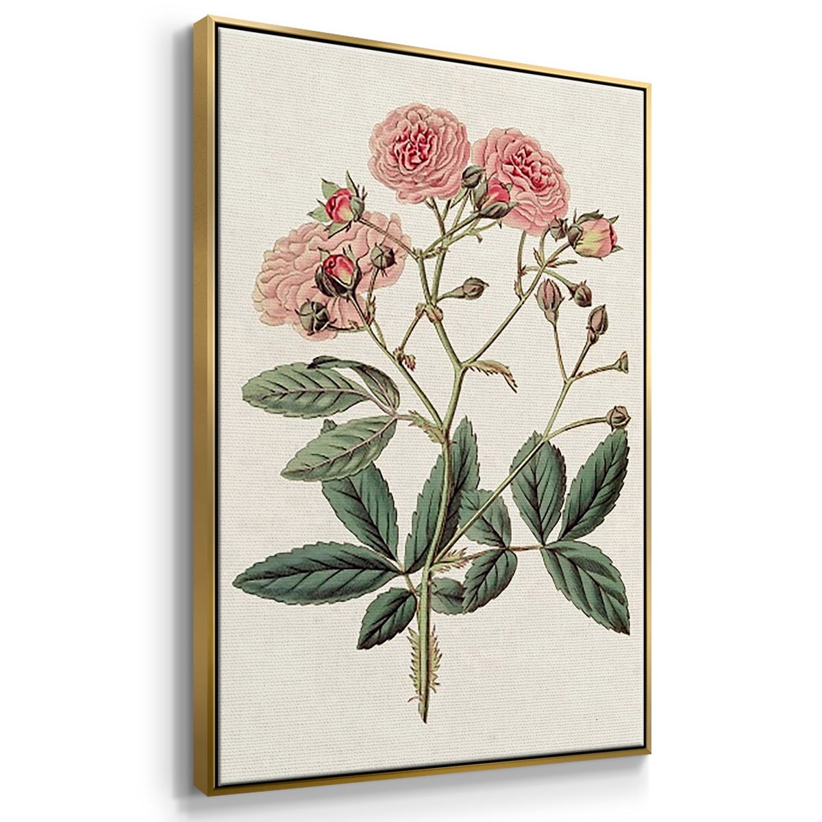 Pink Floral Mix IV - Framed Premium Gallery Wrapped Canvas L Frame 3 Piece Set - Ready to Hang