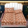 thumbnail image 6 of ZIATUBLES 3-Piece King Size Sheet Set, Soft Polyester Bedding-Cooling Cozy All-Season Sheets with 1 Fitted Sheet and 2 Pillowcases, Brown Butterfly Heart Floral Print, 6 of 9