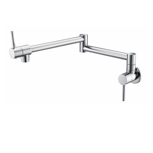 Robinet de Remplissage de Pot Mural Pliable Robinet de Cuisine Simple Trou Froid Robinet d'Évier Rotatif Bec Pliant Rond en Laiton, Facile à Installer