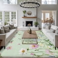 thumbnail image 4 of Flower Green Large Area Rugs for Bedroom Living Room, Soft Non Slip Carpet Bedside Rug, Blue Pink Daisy Wildflower Floral Botanical Rectangle Floor Cover Kitchen Accent Rug 6'x9' for Office, 4 of 9