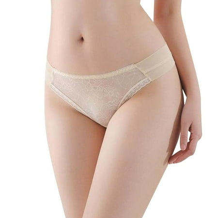 

ZHUASHUM Panties For Womens Lace Breathable Hollow Thong Low Waist Girls Underwear Women Briefs