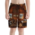 thumbnail image 2 of Cauagu Log Cabin Inside Print Swim Trunks for Men,Youth Boys Swim Shorts Compression Liner Beach Shorts Boys' Swimming Shorts 7-20 Years Bathing Suit-Small, 2 of 7