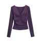 thumbnail image 5 of Sudadera,Camiseta de manga corta con cuello en V para mujer, top informal de poliéster, corte ajustado, largo regular para uso diario, sopatenor, 5 of 5