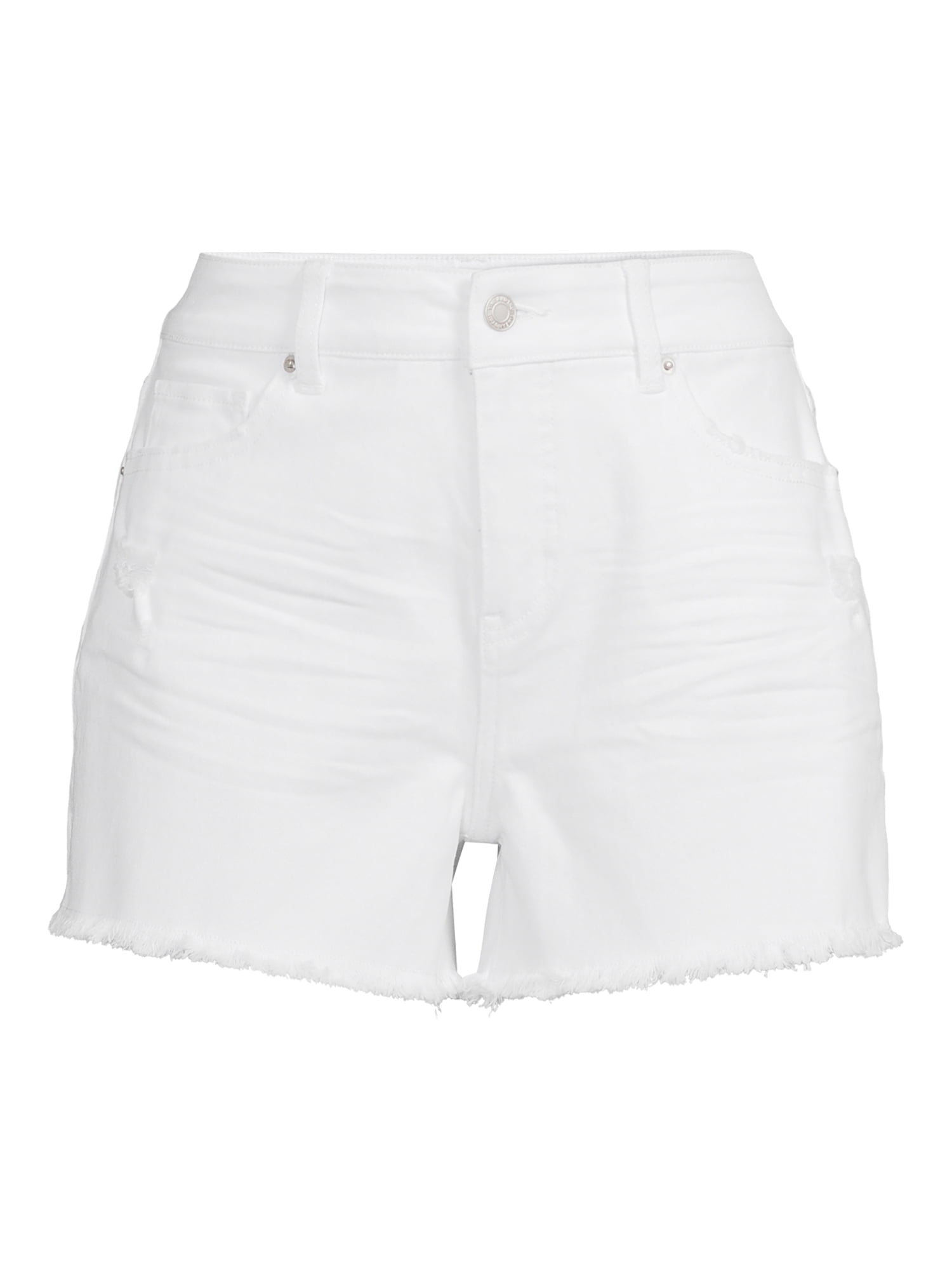 Time and Tru Women's High Rise Frayed Hem Denim Short