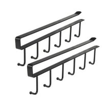 Heavy Duty Metal Mug Hooks, Under Cabinet Coffee Mug Holder with 6 Hooks, Mug Organizion Rack for Displaying Mugs/Cups/Kitchen Utensils, 2 Pack, 10.43x2.95"