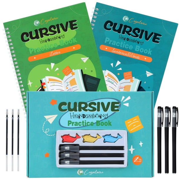 Cuaderno de trabajo Cozodome con escritura cursiva estriada para niños de 5 a 12 años