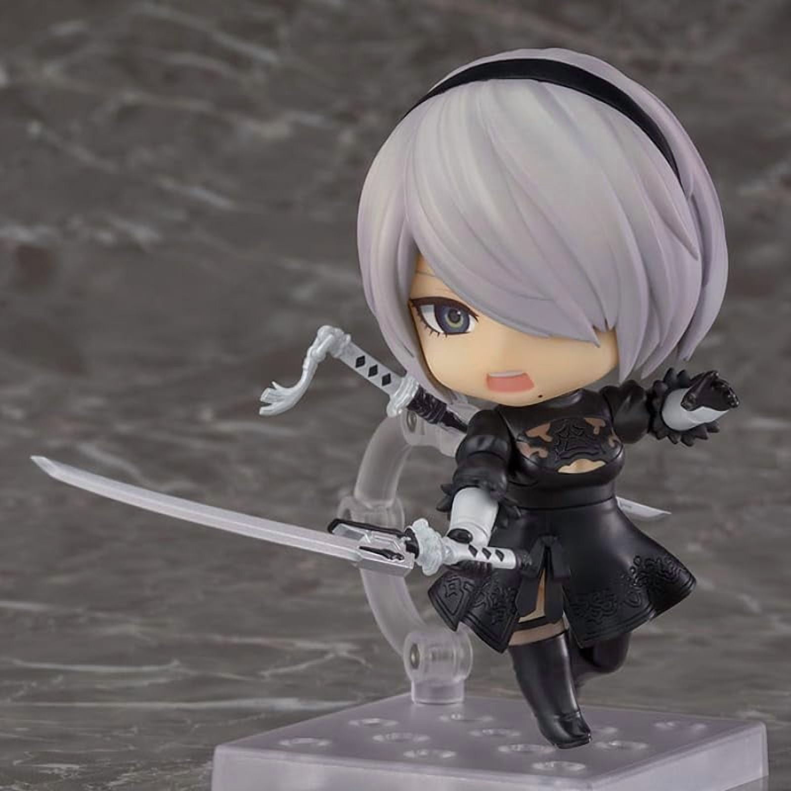 New Yorha 2B Figure, Q Version Fighting Movable Yorha No.2 Type B Anime Figure 10cm/3.9inch PVC Character Figurine Cosplay Model Handicrafts Gift