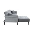 thumbnail image 4 of Mid Century Style Microfiber Velvet Futon Sectional, Light Grey, 4 of 6