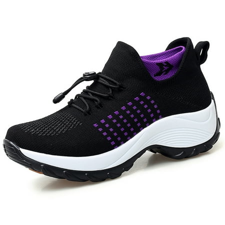 

Damyuan Walking Shoes Women Slip On Sock Sneakers Breathe Mesh Comfort Wedge Platform Loafers