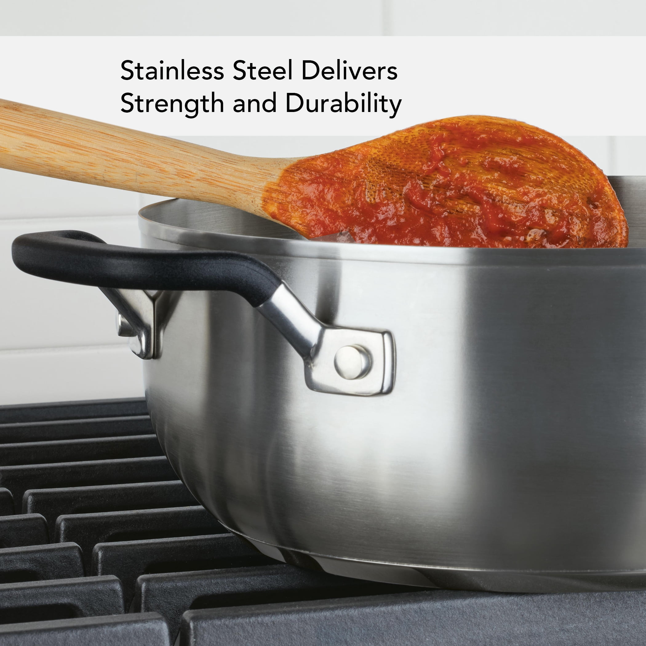 KitchenAid Stainless Steel 4 Quart Induction Casserole with Lid Metal Utensil and Dishwasher Safe, Brushed Stainless Steel