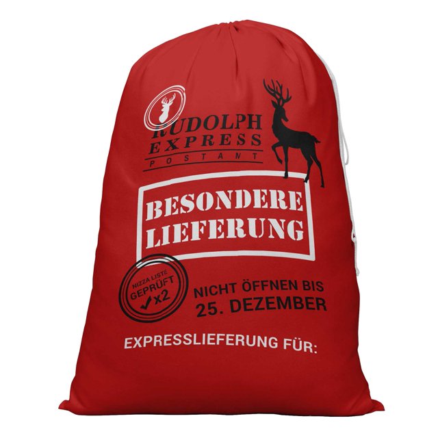 Printtoo Pack Of 2 Drawstring Special Delivery Extra Large Size Christmas Sack Re-Usable Xmas Present Storage 27x20 Inch