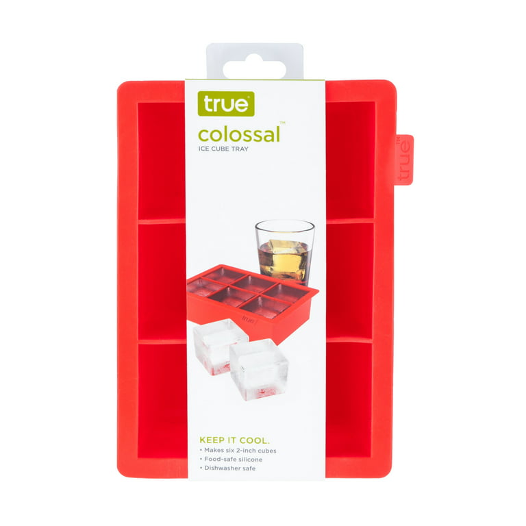 True Marble Ice Cube Tray - Extra Large Square Ice Cube Trays - Dishwasher  Safe Flexible Silicone - Makes 2 Inch Ice Cubes - Red Ice Cube Mold Set of  1 