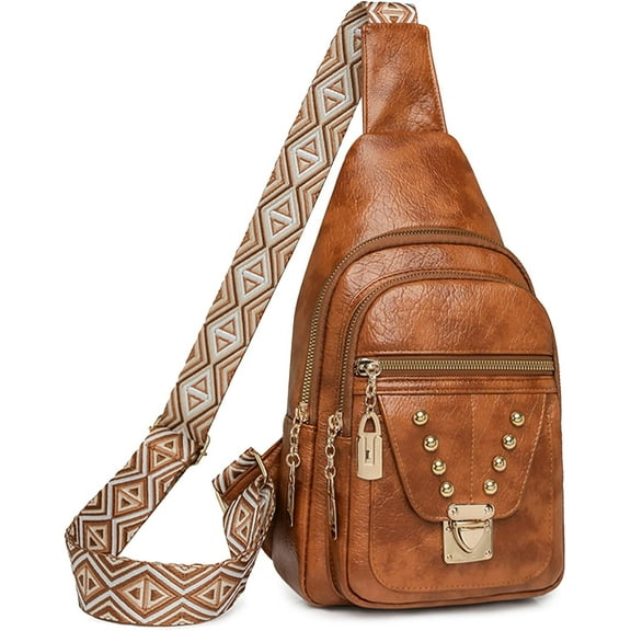Sling Bag for Women Crossbody, Leather Cross Body Fanny Packs for Women, Trendy Chest Bag for Travel and Daily Use
