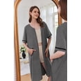 thumbnail image 2 of Ekouaer Women Zipper Robe Short Sleeve Duster Housecoat Short Bathrobes Zip Front Nightgown with Pockets, 2 of 5