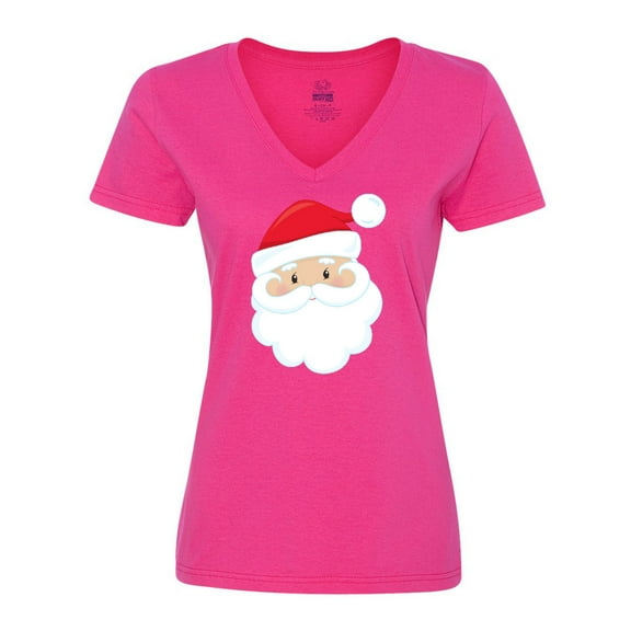 Inktastic Santa Claus, Smiling Santa, Santa Hat, Christmas Women's V-Neck T-Shirt