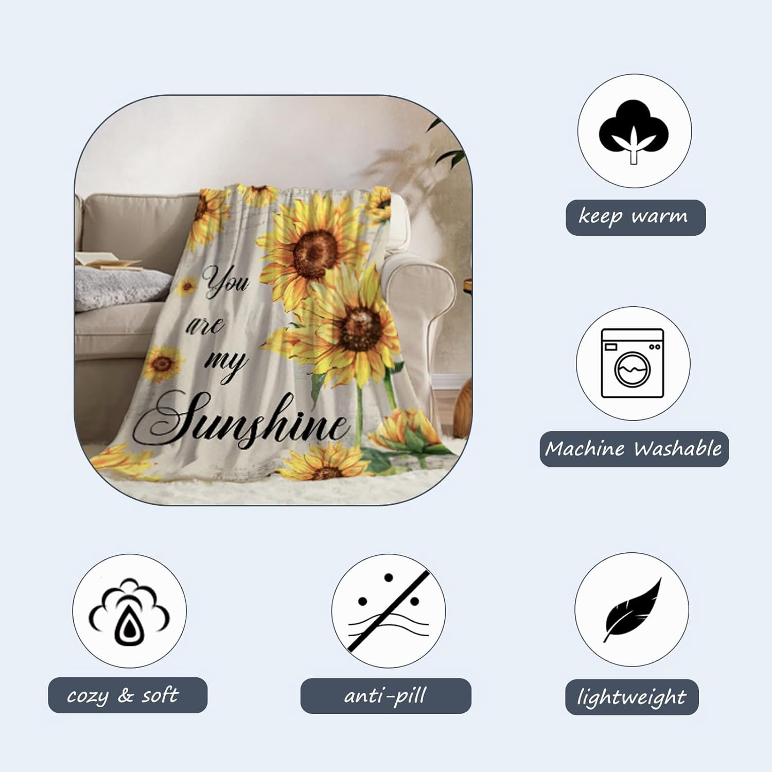 Sunflower Throw Blanket for Baby Small Spring Summer Floral Blanket Toddler Swaddle Crib Blanket Soft Fleece Blankets Gift for Baby Couch Bed Flower Decorative Blanket 30x40