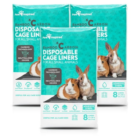 UPC: 0682198719614 | Paw Inspired Disposable Guinea Pig C&C Cage Liners Beddings | Bamboo Charcoal Odor Controlling | Liners Pee Pads for Ferrets  Rabbits  Hamsters  Chinchilla Small Animals (28 x17 (C&C 2 x 1)  24 Count)
