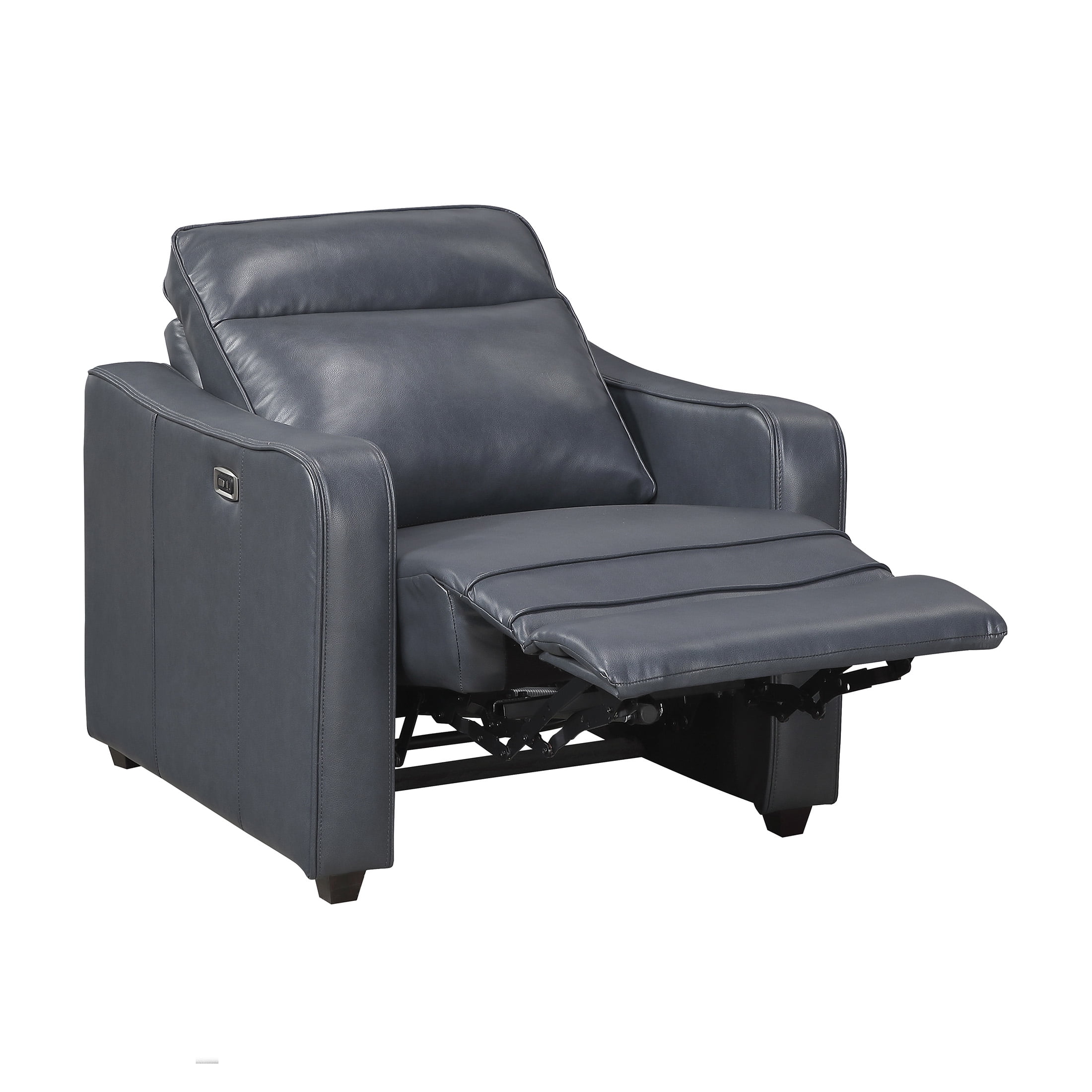 OakvillePark Ardena Faux Leather Power Reclining Chair with Curved Track Arms, Zero Wall Recliner, Navy